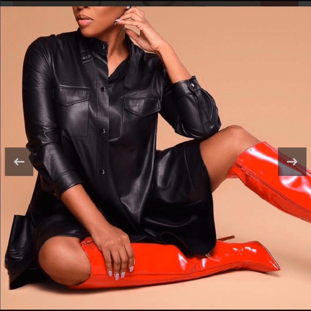 Size 12 Tunic Dress-Leather Look